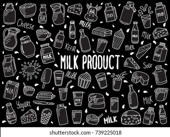 Doodle Illustration Of Milk Products