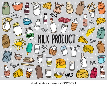 Doodle Illustration Of Milk Products