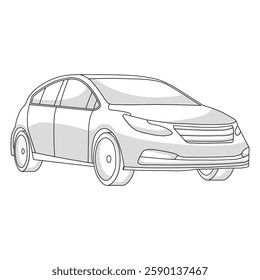 Doodle illustration of modern, sleek sedan car with smooth lines and minimalistic details, emphasizing its aerodynamic design and contemporary style. Ideal for automotive design and car advertisements