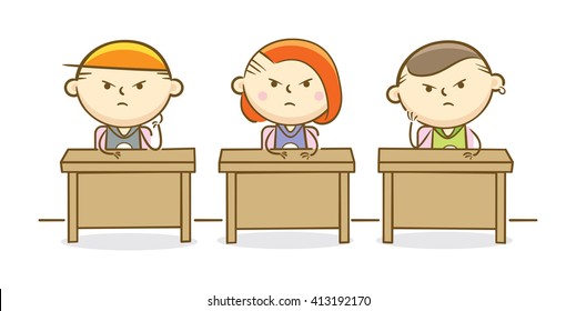 Doodle illustration: Naughty students in a classroom