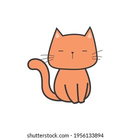 Doodle illustration orange cat vector  graphics