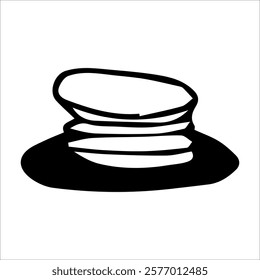 Doodle illustration of pancakes on a plate. Treats for the Carnival holiday. Coded on a white background.