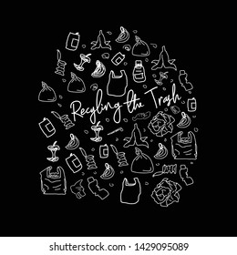 doodle illustration of plastic waste that damages the marine ecosystem