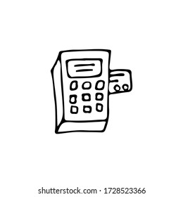 Doodle illustration of pos terminal. Hand drawn pos terminal illustration