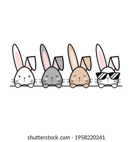 Doodle illustration  rabbit expression vector graphics