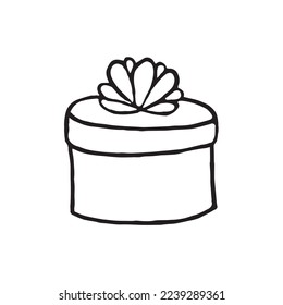 Ilustración de una caja de regalo redonda