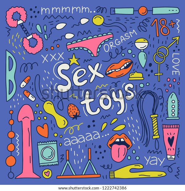 Doodle Illustration Sextoys Element Sex Shop Stock Vector Royalty Free 1222742386 