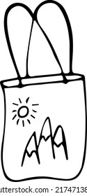 Doodle illustration of a shopper bag. Vector, icon, symbol, style, travel, vacation chemdoan. hand drawn illustration