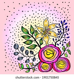 Doodle illustration sketch of flowers