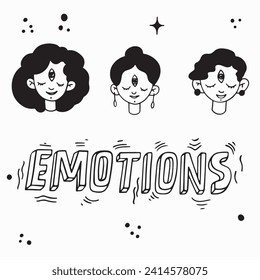 Doodle illustration of stylized portrait of meditating girl.Handdrawn illustration isolated on white bgr.B and w design for psychology,poster,postcard,label,sticker,t-shirt,web,print,stamp,tattoo,etc.