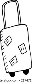 Ilustración de un doodle de una maleta. Vector, icono, símbolo, estilo, viaje, quimioterapia de vacaciones. ilustración de mano