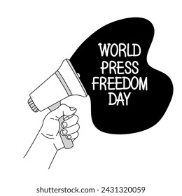 doodle illustration with the theme of world press freedom day, doodle art on white background