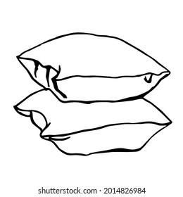 Doodle illustration of two pillows stacked in a pile on a white background isolated