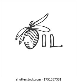 doodle ilustración tema de olivo vectorial , brunch de oliva y banco EPS 10