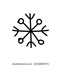 Doodle illustration of weather element of snowflake