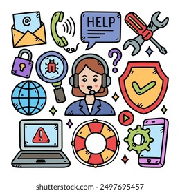 Doodle Illustration, White isolated background