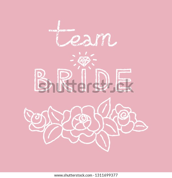 Doodle Illustration White Roses Decoration Lettering Stock Vector