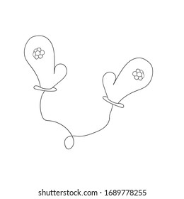 Doodle illustration Winter mittens for children or adults. Symbol of celebration and comfort. Vector illustration New Year Christmas Cozy Home