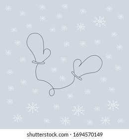 Doodle illustration Winter mittens for children or adults. Symbol of celebration and comfort. Vector illustration New Year Christmas Cozy Home
