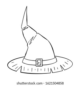 Doodle illustration of a witch hat. 