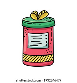 Doodle illustrations of beautiful gift boxes. A gift packed in a beautiful box with a ribbon.