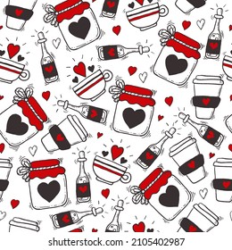 Doodle-Illustrationen. Ein von Hand gezeichnetes Muster mit Herzen.