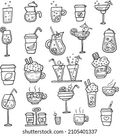 Doodle illustrations. A set of vector illustrations, a lineart.
