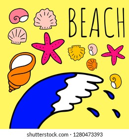 Doodle illustratiopn about things that have to do with the beach