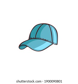 Doodle image of a cap, baseball cap. Garden element. Vector hand-drawn image for stickers, postcards, icons, web.