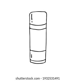 Doodle image of a cosmetic bottle. Hand-drawn illustration. Vector image for various designs.