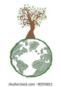 doodle image of earth tree