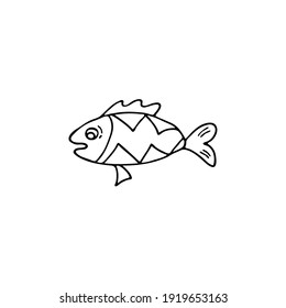 Imagen de un pez en un estilo decorativo. Imagen para etiquetas, web, iconos, postales, decoración. Alegre, infantil, adorable tema marino vectorial.
