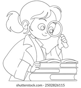 doodle image illustration, university girl is becoming an educational researcher, professor's activities in the lab