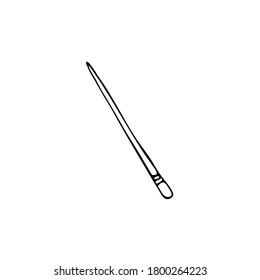 Doodle image of a magic wand. Vector for web, textile, decoration, stickers. Simple black and white picture. Halloween.