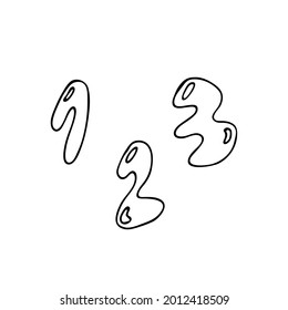 Imagen del garabato de los números. 1, 2, 3. Imagen hecha a mano para varios diseños.