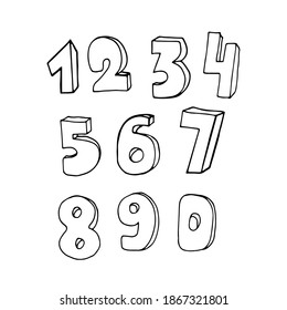 Doodle image of numbers. Birthday vector image. Element for print, web, decoration.