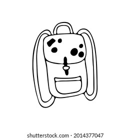 Doodle image of a school backpack. Hand-drawn image for various designs.