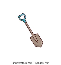 Doodle image of a shovel. Garden element. Vector hand-drawn image for stickers, postcards, icons, web.