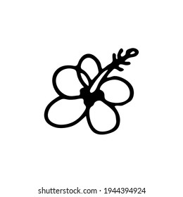 Doodle image of a tropical flower. Hand-drawn image for print, sticker, web, various designs. Vector element for the themes of travel, vacation, tourism.