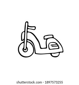 Doodle images of modes of transport. Hand-drawn illustration of a vehicle. Moped