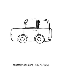 Doodle images of modes of transport. Hand-drawn illustration of a vehicle. Car