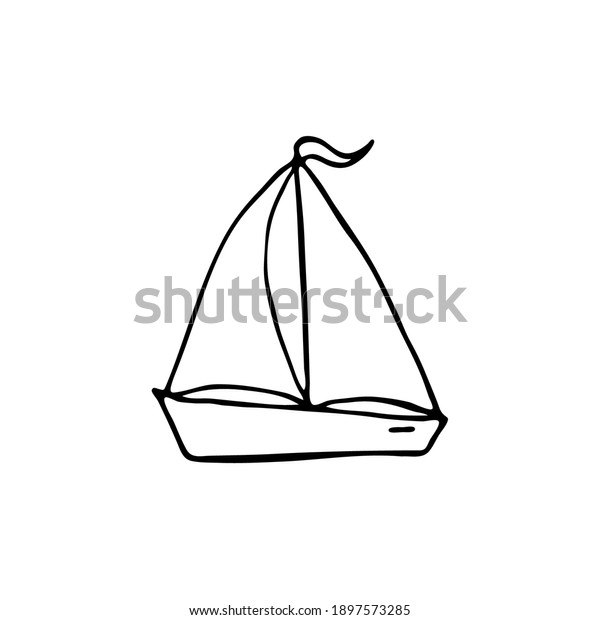 Doodle images of modes of transport. Hand-drawn\
illustration of a vehicle.\
Sailboat