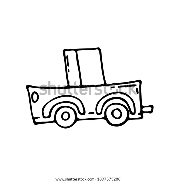 Doodle images of modes of transport. Hand-drawn\
illustration of a vehicle.\
Car