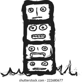 doodle Indian totem