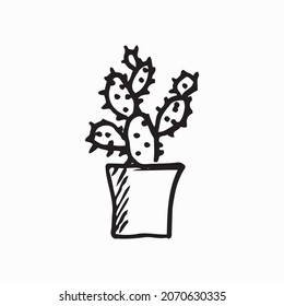 Doodle indoor flowers plants,Pot plants set hand-drawn design elements. Black and white illustrations of house plants.Doodle, indoor, flowers, plants,