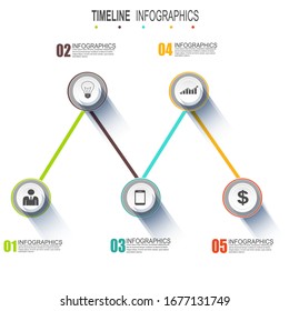 Doodle infographic circles with 5 options. Hand drawn icons. Thin line illustration