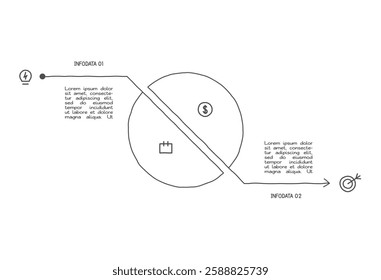 Doodle infographic elements with 2 options. Vector business template for presentation