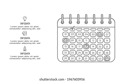 Doodle infographic elements with 3 options. Vector business template for presentation