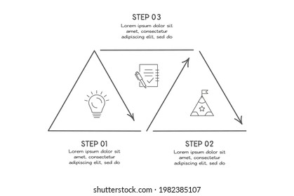 Doodle infographic elements with 3 options. Vector business template for presentation