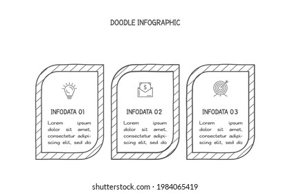 Doodle infographic elements with 3 options. Vector business template for presentation